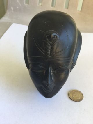 Vintage Unique Ancient Egyptian King Pharaoh Black Basalt Bust Handmade In Egypt 7