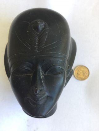 Vintage Unique Ancient Egyptian King Pharaoh Black Basalt Bust Handmade In Egypt 8