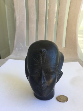 Vintage Unique Ancient Egyptian King Pharaoh Black Basalt Bust Handmade In Egypt 9