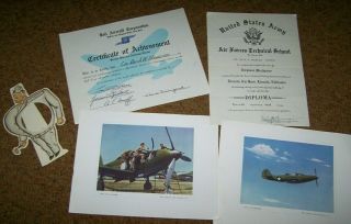 P - 39 Aircraft School Graduate Certificates & Pictures,  1943 Dated,