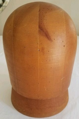 Vintage Wood Wooden Millinary Hat Block Mold Form & Wood Stand Signed Oastam 223