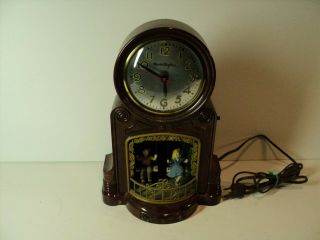 Vintage Mastercrafters Clock With Boy And Girl Swinging Playmates,  Lighted