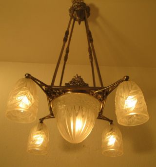 Wonderful French Art Deco Chandelier 1925 - Signed: Schneider France