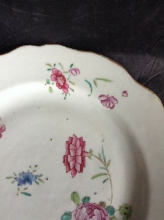 Qianlong 18th c famille rose floral plate 22.  5cm circa 1750. 3