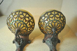 Antique Pair Art Deco Wall Sconces with Glass Slips 2