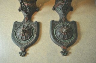 Antique Pair Art Deco Wall Sconces with Glass Slips 3