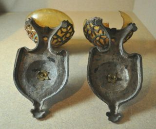 Antique Pair Art Deco Wall Sconces with Glass Slips 7