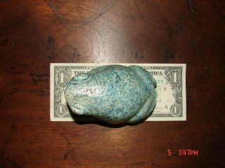 Large Anasazi Indian Solid Turquoise Frog Made Chaco Circa Very Old