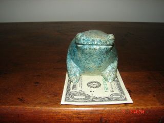 Large Anasazi Indian Solid Turquoise Frog Made Chaco Circa Very old 5