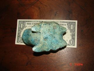 Large Anasazi Indian Solid Turquoise Frog Made Chaco Circa Very old 6