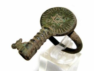Extremely Rare,  Medieval Period,  Jewish Bronze Key Ring,  Star Of David,