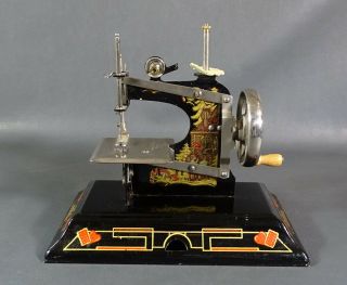 1920 Antique German Casige Child ' s Sewing Machine Tin Toy Hansel Gretel Graphics 2