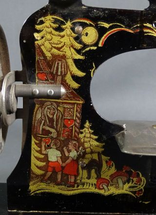 1920 Antique German Casige Child ' s Sewing Machine Tin Toy Hansel Gretel Graphics 4