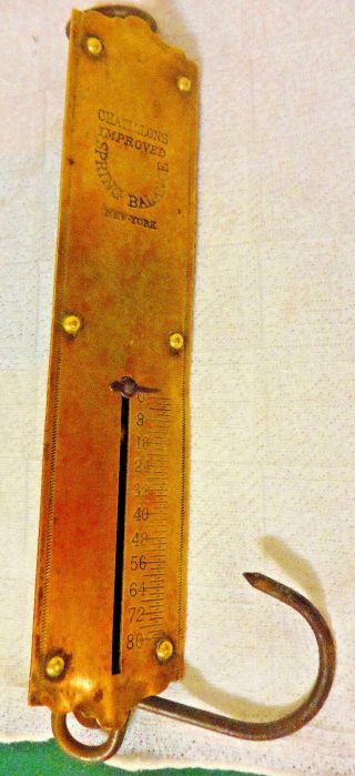 Vintage Chatillons Improved Spring Balance York Brass Front 0 - 80 Lbs Scale