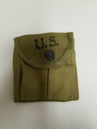 Us Gi Wwii M1 Carbine Khaki Stock Pouch " Excel " Dated 1943 "