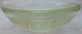 Mid Century Signed Murano Glass Bowl With Controlled Bubble
