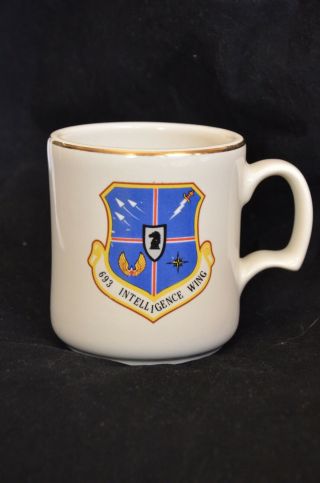 Us Air Force 693 Intelligence Wing Coffee Mug W/ Crest Inignia Kelly Afb 91 - 92