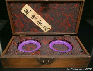 Collect Qing Dynasty Old Jade Handmade Dragon Wood Box Bracelets Zao