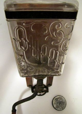 Antique Queen Glass Body Wall Mount Coffee Grinder Mill Hopper Brighton 6
