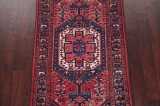 Antique TRIBAL Hamedan Persian Area Rug Geometric Oriental Hand - Knotted RED 3x7 4