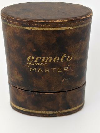 18K 1930’s Ermeto Movada Master Travel Clock,  RARE Leather Ovoid Case 3