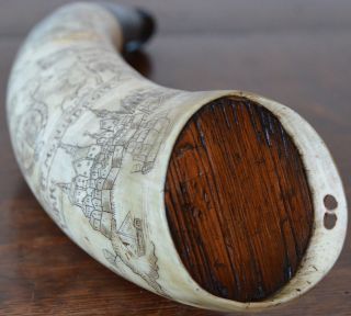 Antique York Powder Horn Carved NY Map French Indian War American Colonial 12