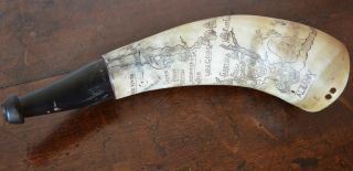 Antique York Powder Horn Carved NY Map French Indian War American Colonial 2