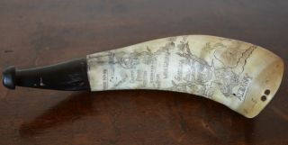 Antique York Powder Horn Carved NY Map French Indian War American Colonial 5