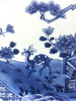 Fine 18th C Chinese Porcelain Blue And White Oriental Deer Plate