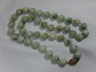 Vtg Chinese Export 12.  5mm Lt Green Mutton Fat Nephrite Jade 25 " Necklace 130g Ec