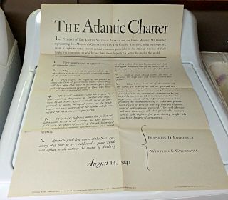 1943 Wwii Poster " The Atlantic Charter " Owi No.  50 (fdr,  Churchill)