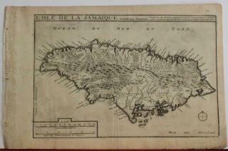 Jamaica West Indies 1714 Nicolas De Fer Unusual Antique Copper Engraved Map