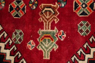Antique Geometric 9 ft RED Runner Qashqai Persian Tribal Oriental Wool Rug 4 ' x9 ' 7