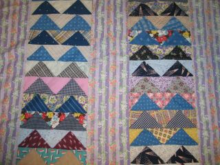 Antique FLYING GEESE Quilt Top - Vintage 1910s 1920s Hand Pieced Cotton shirting 2