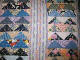 Antique FLYING GEESE Quilt Top - Vintage 1910s 1920s Hand Pieced Cotton shirting 5