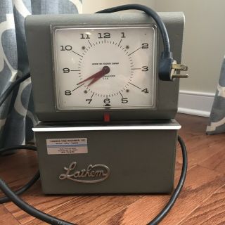 Vintage Lathem Time Clock Card Mechanical Punch Industrial Recorder - 2