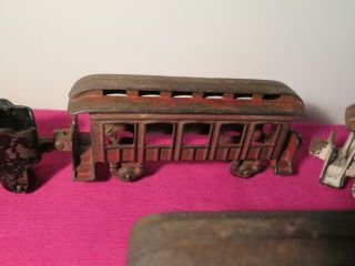 antique 1905 vintage Dent 5 piece floor cast iron train w/ coal car coach RARE 11
