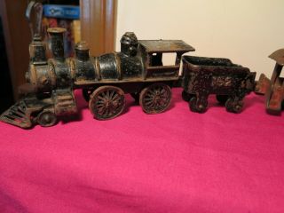 antique 1905 vintage Dent 5 piece floor cast iron train w/ coal car coach RARE 5
