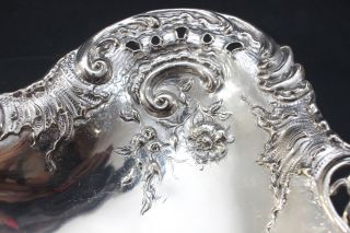 Antique Hallmarked Austrian.  800 Vienna Silver Repousse Handled Fruit Bowl Dish 7