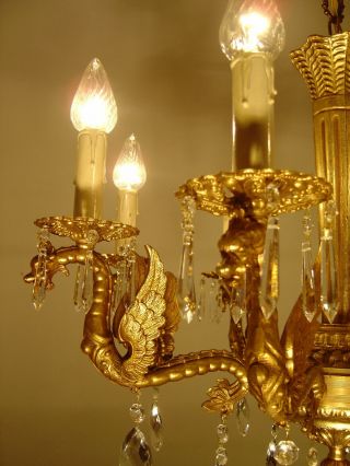 dangerous dragon crystal chandelier old gold ceiling lamp 8 light Lustre 5