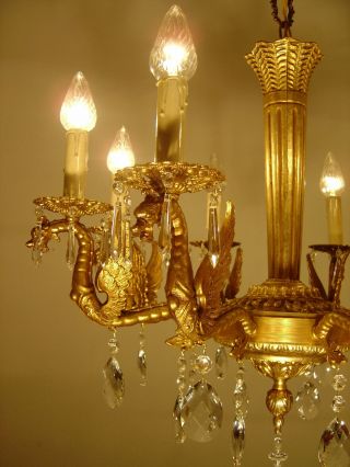 dangerous dragon crystal chandelier old gold ceiling lamp 8 light Lustre 8