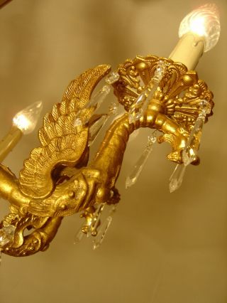 dangerous dragon crystal chandelier old gold ceiling lamp 8 light Lustre 9