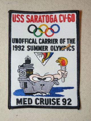 Usn Uss Saratoga Cv - 60 Summer Olympics Mediterranian Cruise 1992 Patch