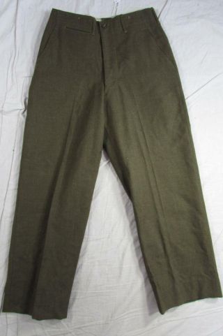 Vtg 1950 Dated Korean War Era 1945 Pattern Button Fly Wool Pants Measure 30x28.  5