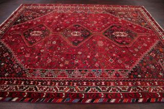 Vintage Tribal Persian Oriental Handmade Area Rug Geometric Nomad Red 8x10 Wool