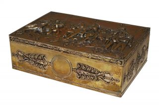 German Hanau 800 Silver Repousse Box w.  Napoleonic Motifs Johann S Kurz Co.  (Rox) 2