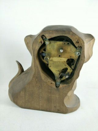 RARE Vintage OSWALD Rolling Eye Dog Clock,  Carved Wood Dachshund,  Well 9
