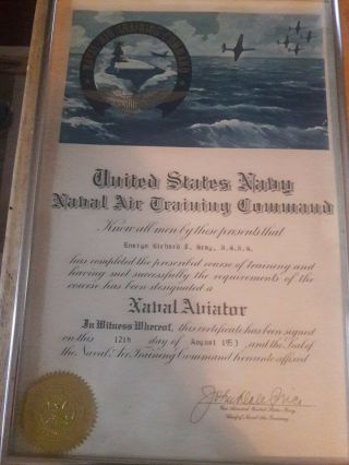 1953 Usn United States Navy Naval Air Training Command Certificate Named