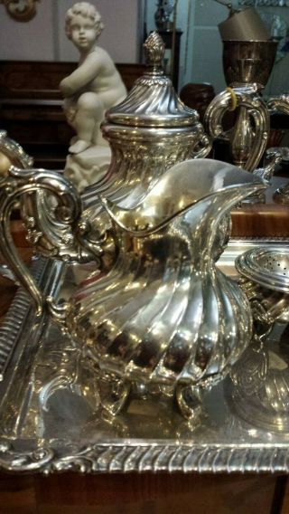 3530g MASTERPIECE STERLING SILVER FLUTTED COLONIAL STYLE COFFEE TEA SET 6 ITEMS 4