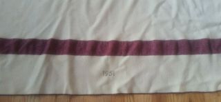 Vtg 1951 US NAVY Wool MEDICAL BLANKET Medic White & Burgundy Military Korean 5